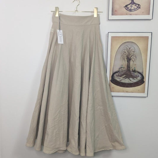 Beth Upcycled Side-Split Skirt - Beige XS/S