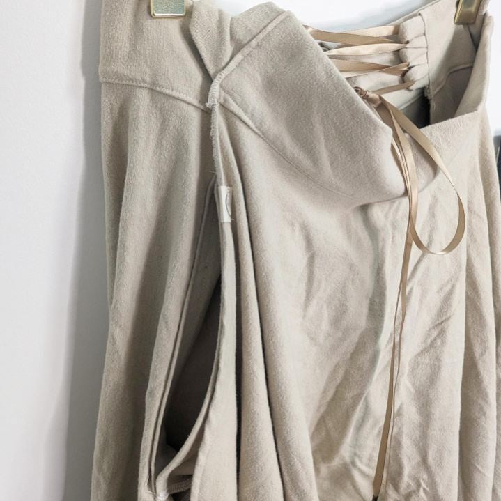 Beth Upcycled Side-Split Skirt - Beige XS/S